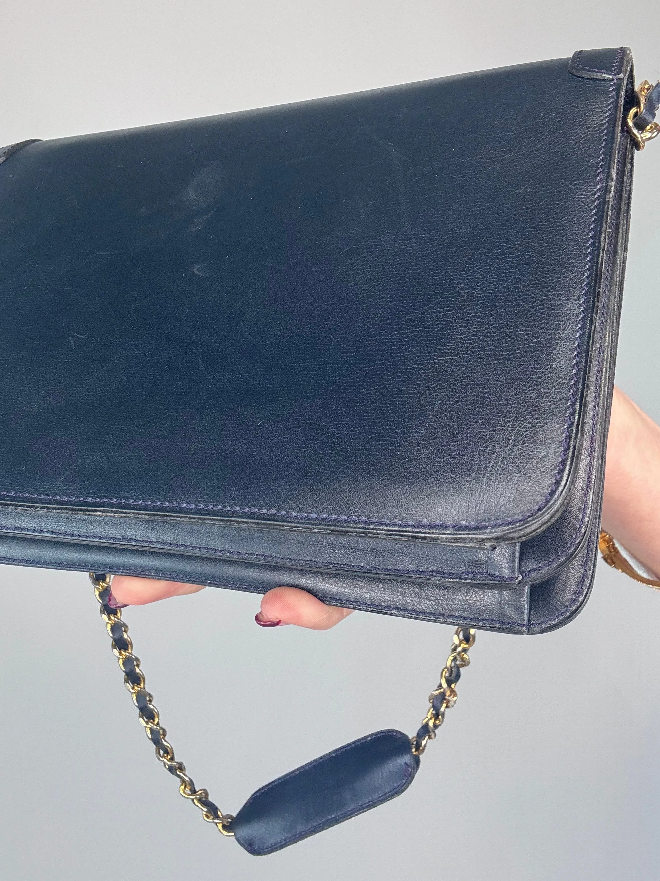 Chanel Vintage Single Flap Paris Limited Edition Navy Blue
