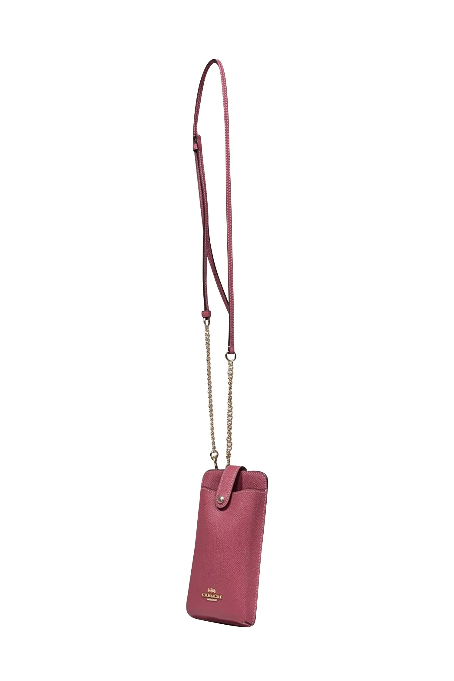 Coach - Pink Saffiano Leather Phone Crossbody Bag