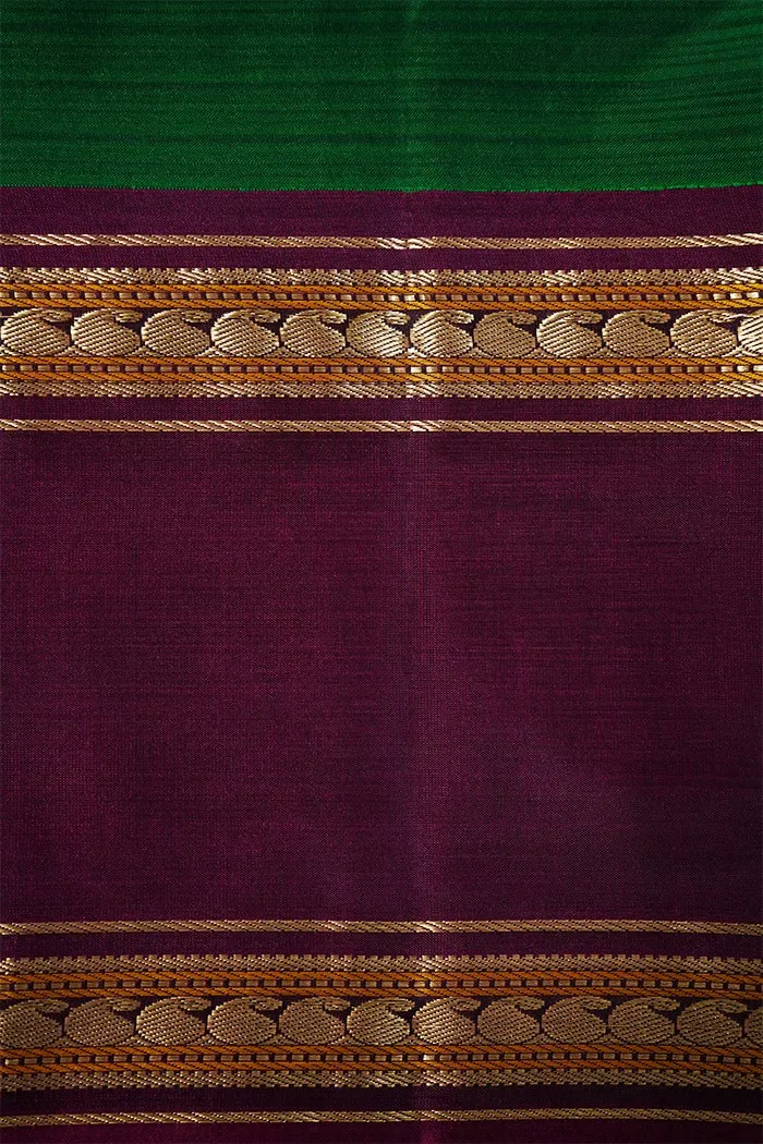 COUNTY GREEN WITH SEAL BROWN PURE KANCHIVARAM SILK SAREE