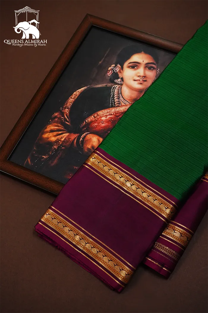 COUNTY GREEN WITH SEAL BROWN PURE KANCHIVARAM SILK SAREE