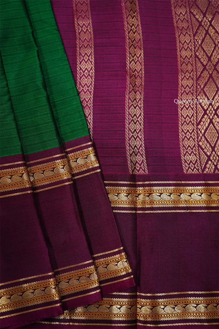COUNTY GREEN WITH SEAL BROWN PURE KANCHIVARAM SILK SAREE