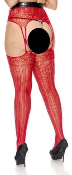 Crochet Striped Suspender Pantyhose