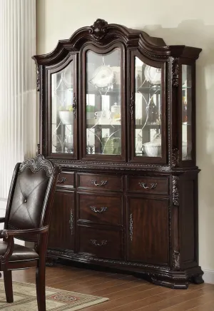 Crown Mark Kiera Buffet with Hutch in Rich Brown 2150BH