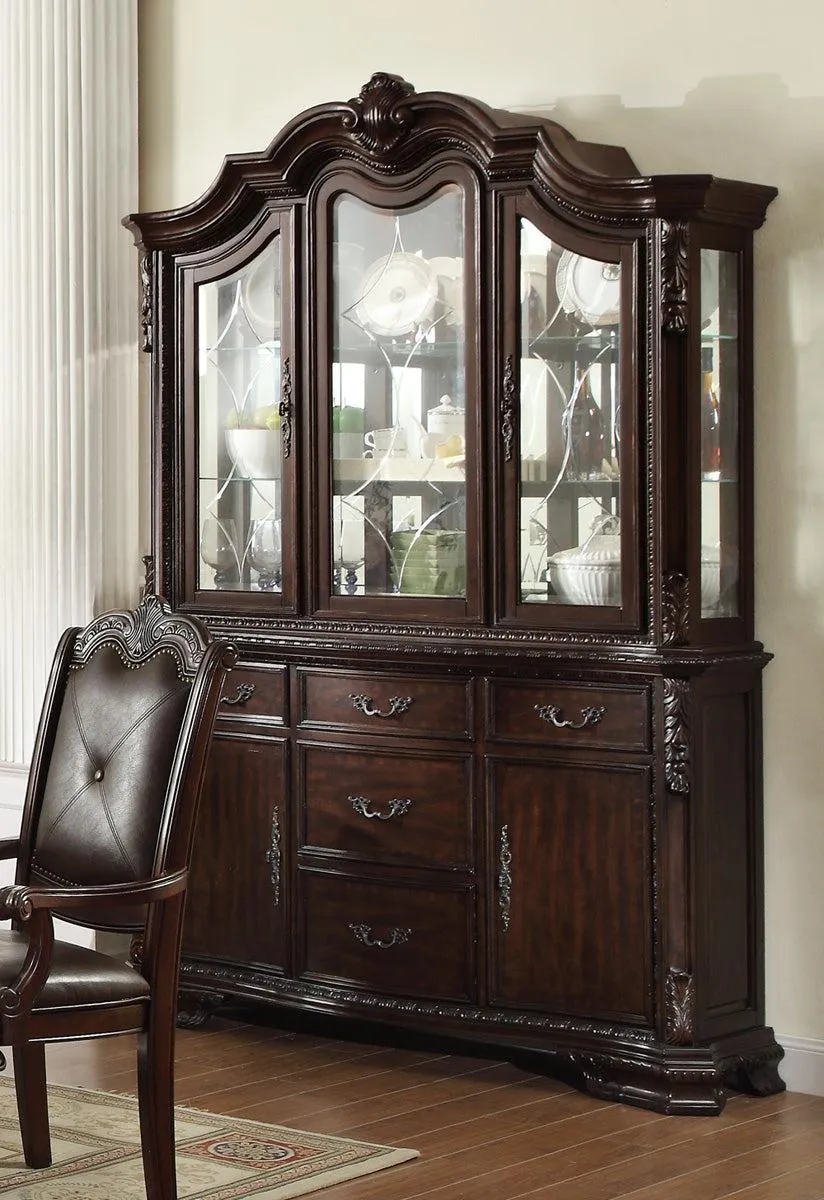 Crown Mark Kiera Buffet with Hutch in Rich Brown 2150BH