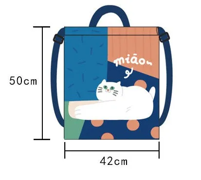 Cute Cat Waterproof Travel Folding Drawstring Backpack