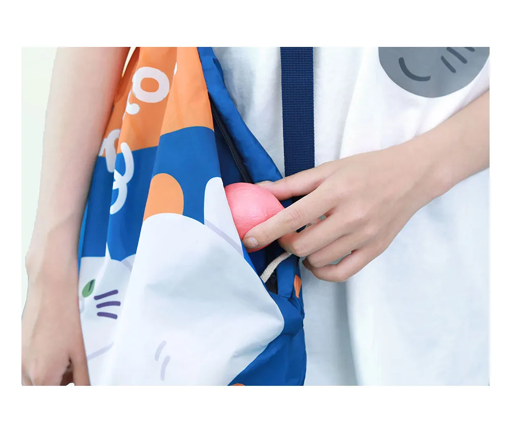 Cute Cat Waterproof Travel Folding Drawstring Backpack