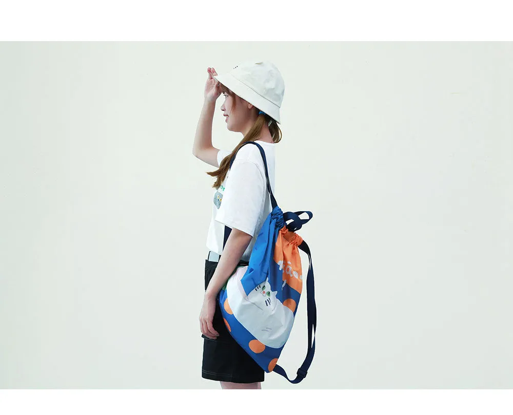 Cute Cat Waterproof Travel Folding Drawstring Backpack