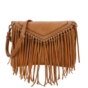 Dallas Fringe Crossbody Bag - Light Brown