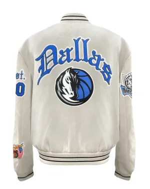 DALLAS MAVERICKS WOOL OLD ENGLISH VARSITY JACKET White