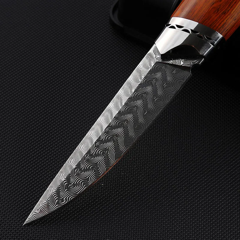 Damascus Steel Knife Rosewood Handle Hunting Camping Damascus Knife Edc Pocket Knives For Men Collection Outdoors Camping