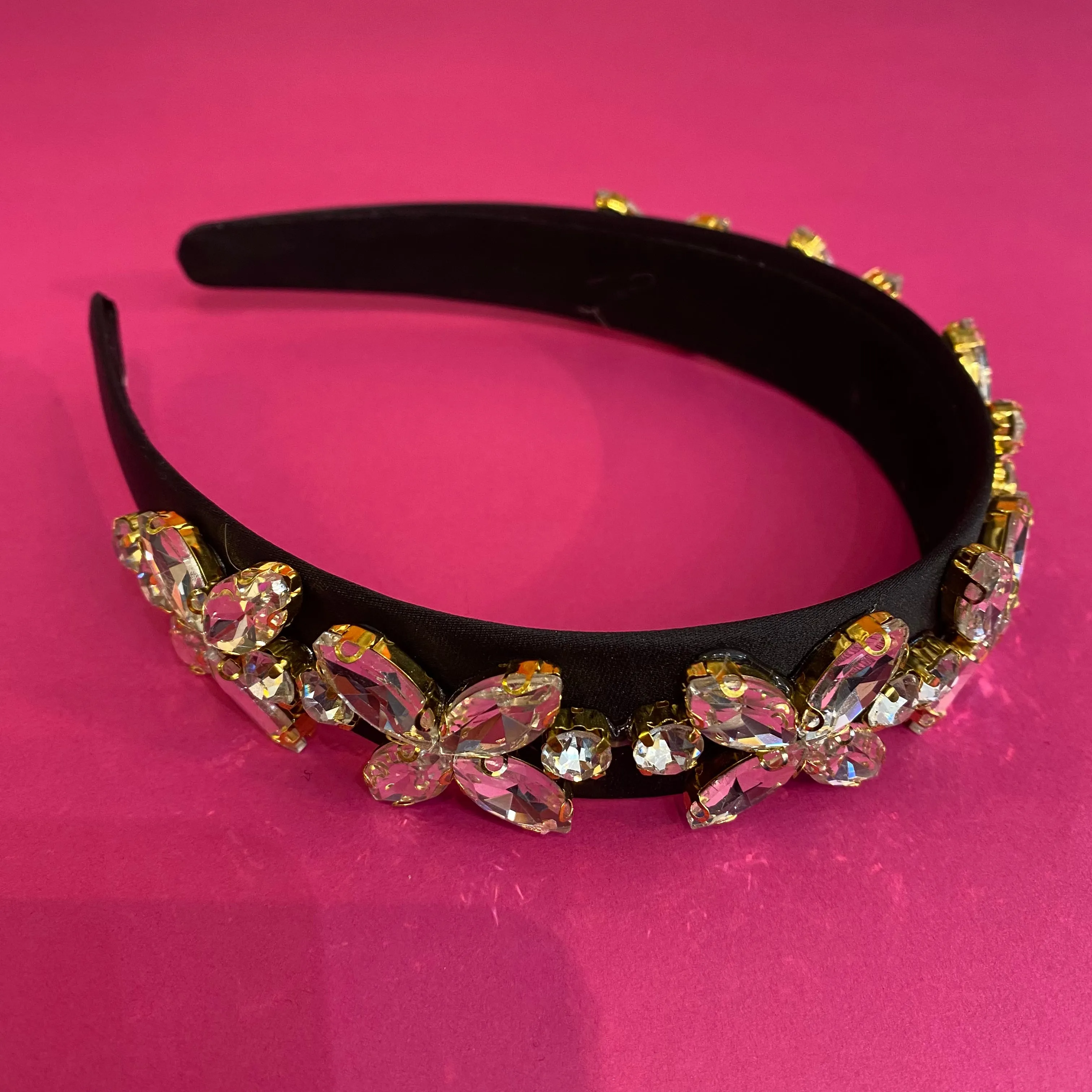 Diamante and Satin - Black and Diamanté