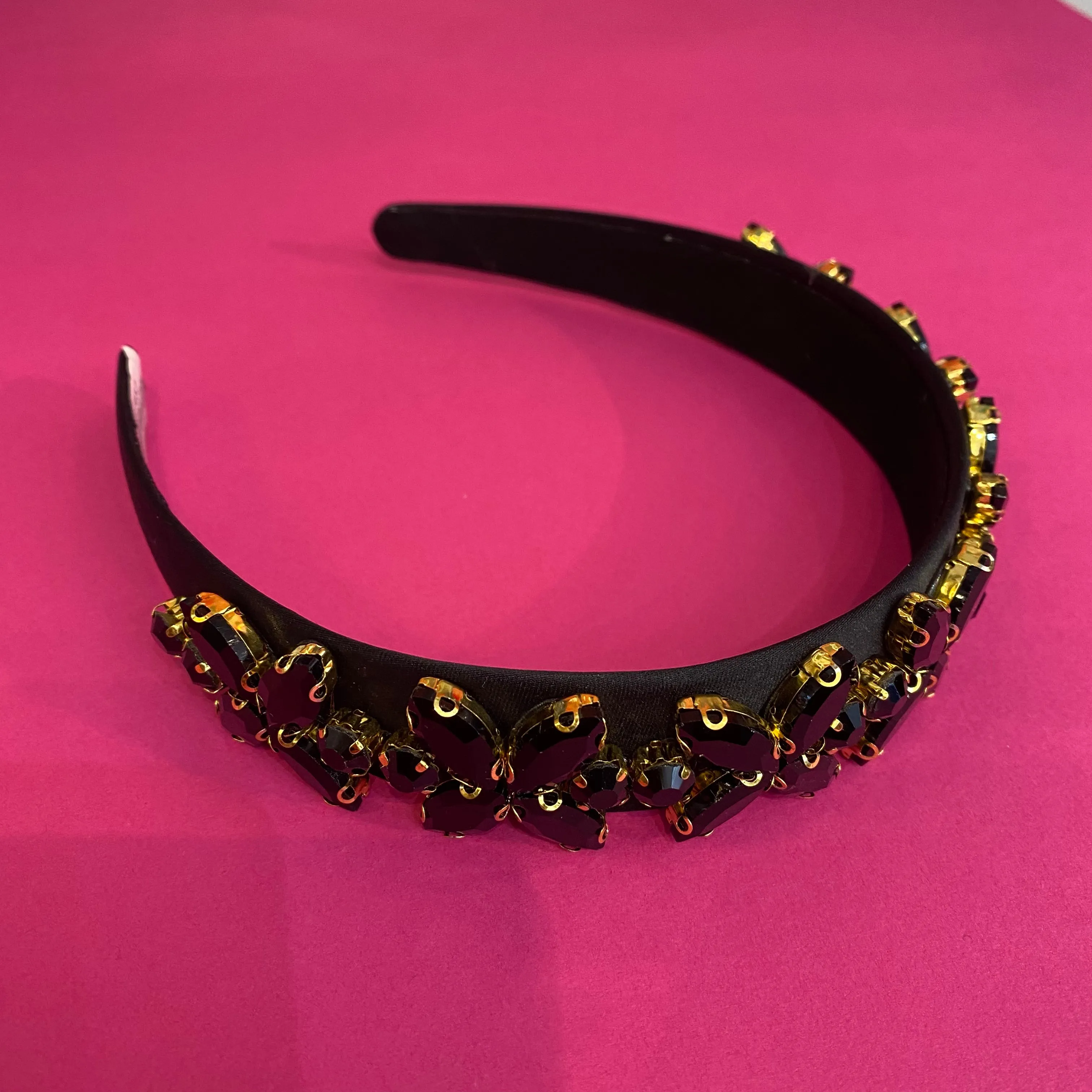 Diamante and Satin - Black