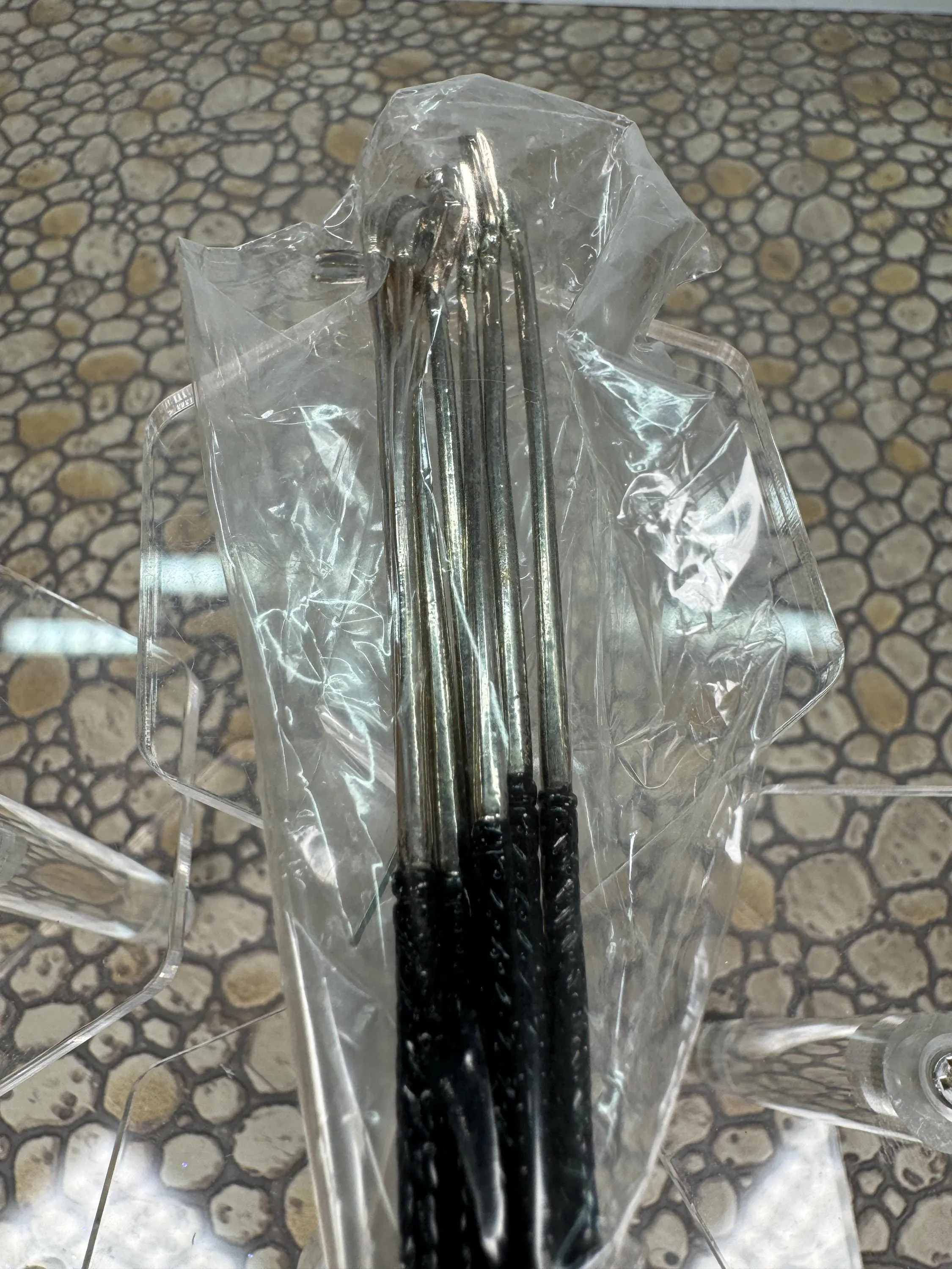 Dollhouse Miniature ~ Vintage Leather Golf Bag & Metal Clubs Set With Umbrella