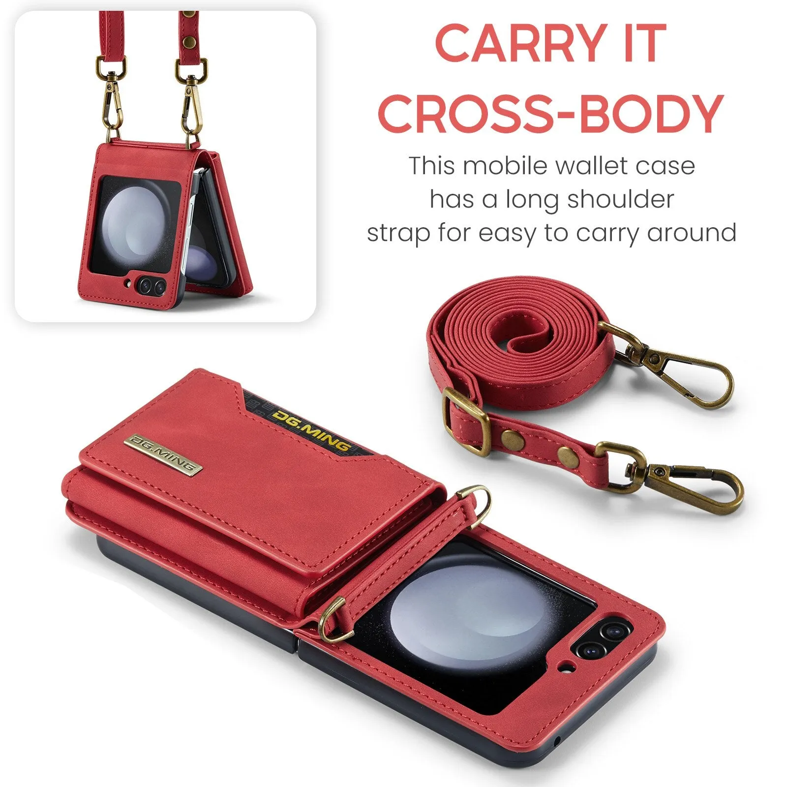 Drop Protection Leather Wallet Case For Samsung Galaxy Z Flip 5 4
