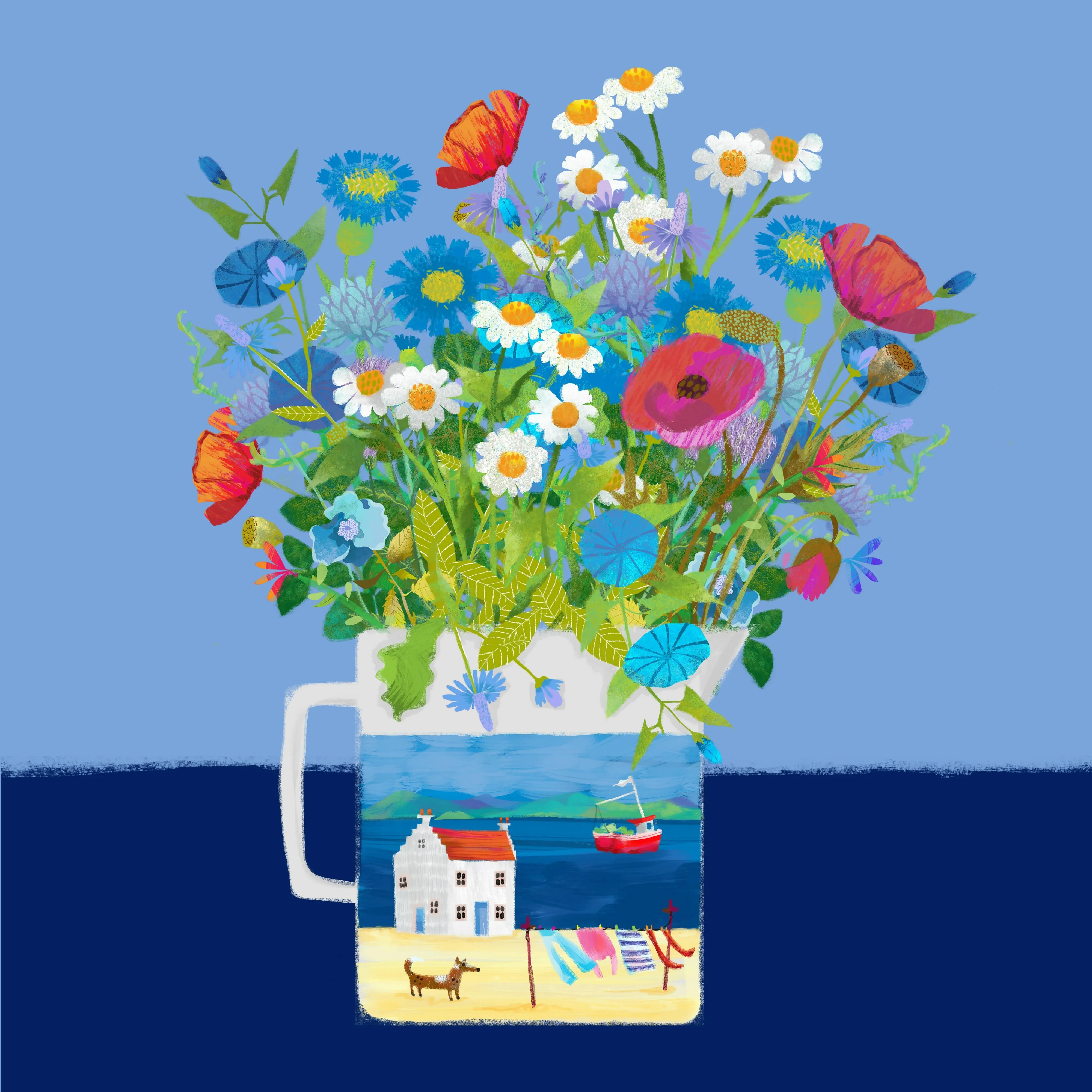 East Neuk Jug and Flowers - Giclee print