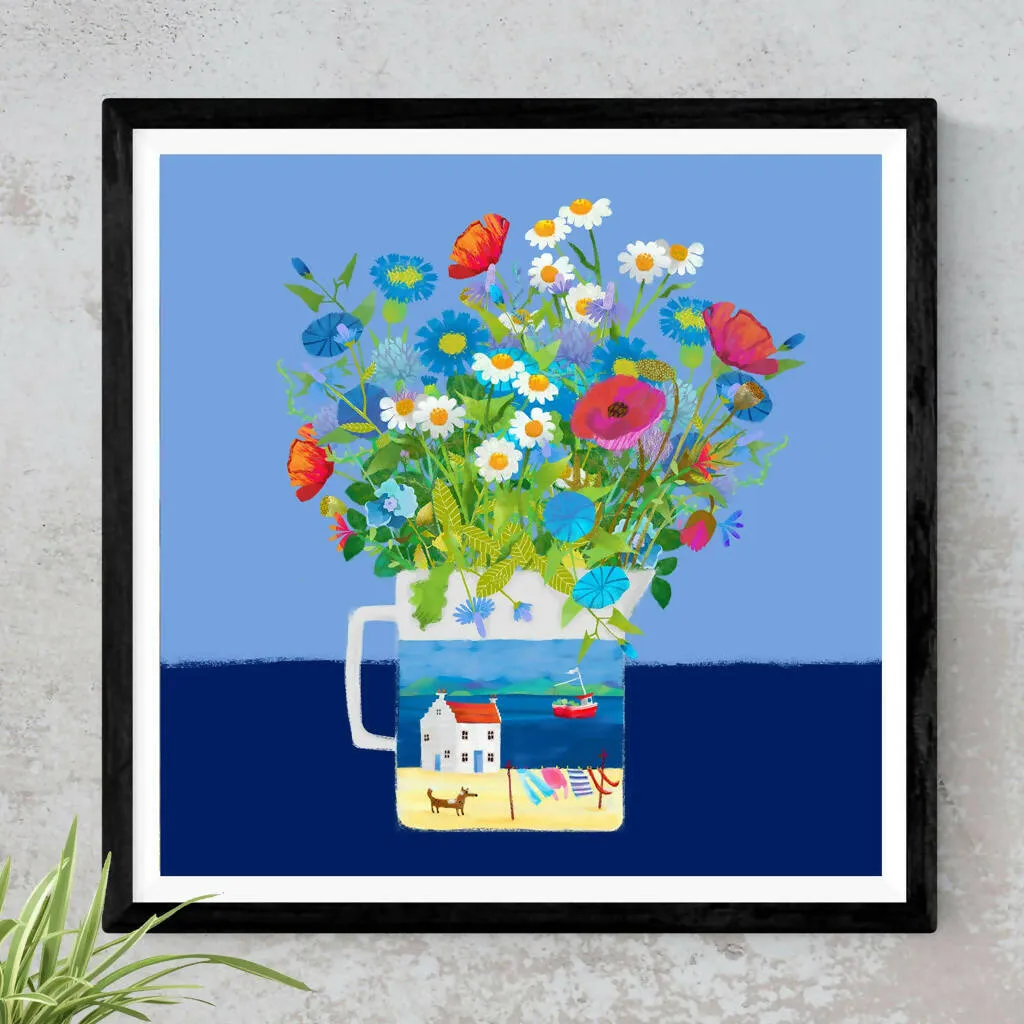 East Neuk Jug and Flowers - Giclee print