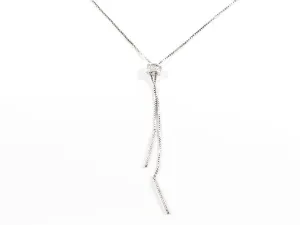Elegant Cylinder CZ Lariat Style Silver Necklace