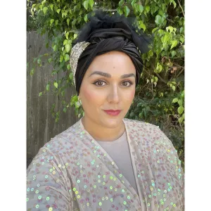Elegant Headwrap - Black/Gold