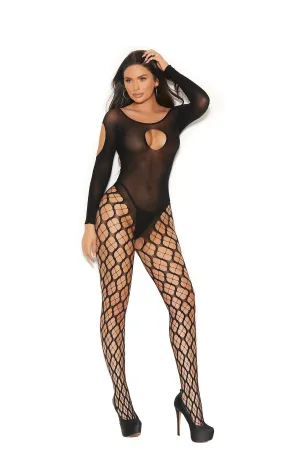 Elegant Moments Opaque And Cargo Net Bodystocking