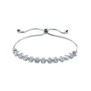 Elegant Round Cut CZ Tennis Draw String Adjustable Brass Bracelet
