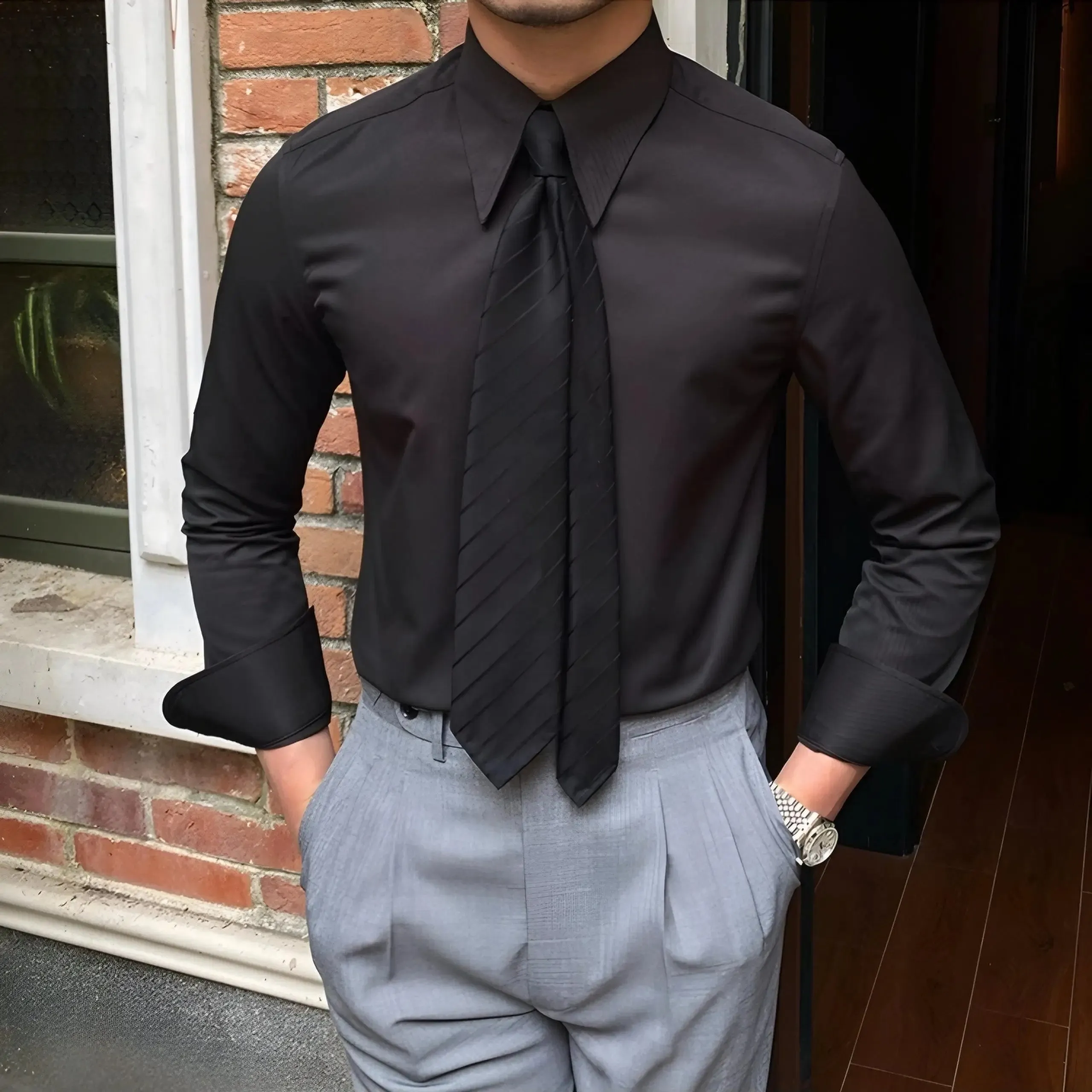 Elegant Spearpoint Collar Shirt - Cross & Crown