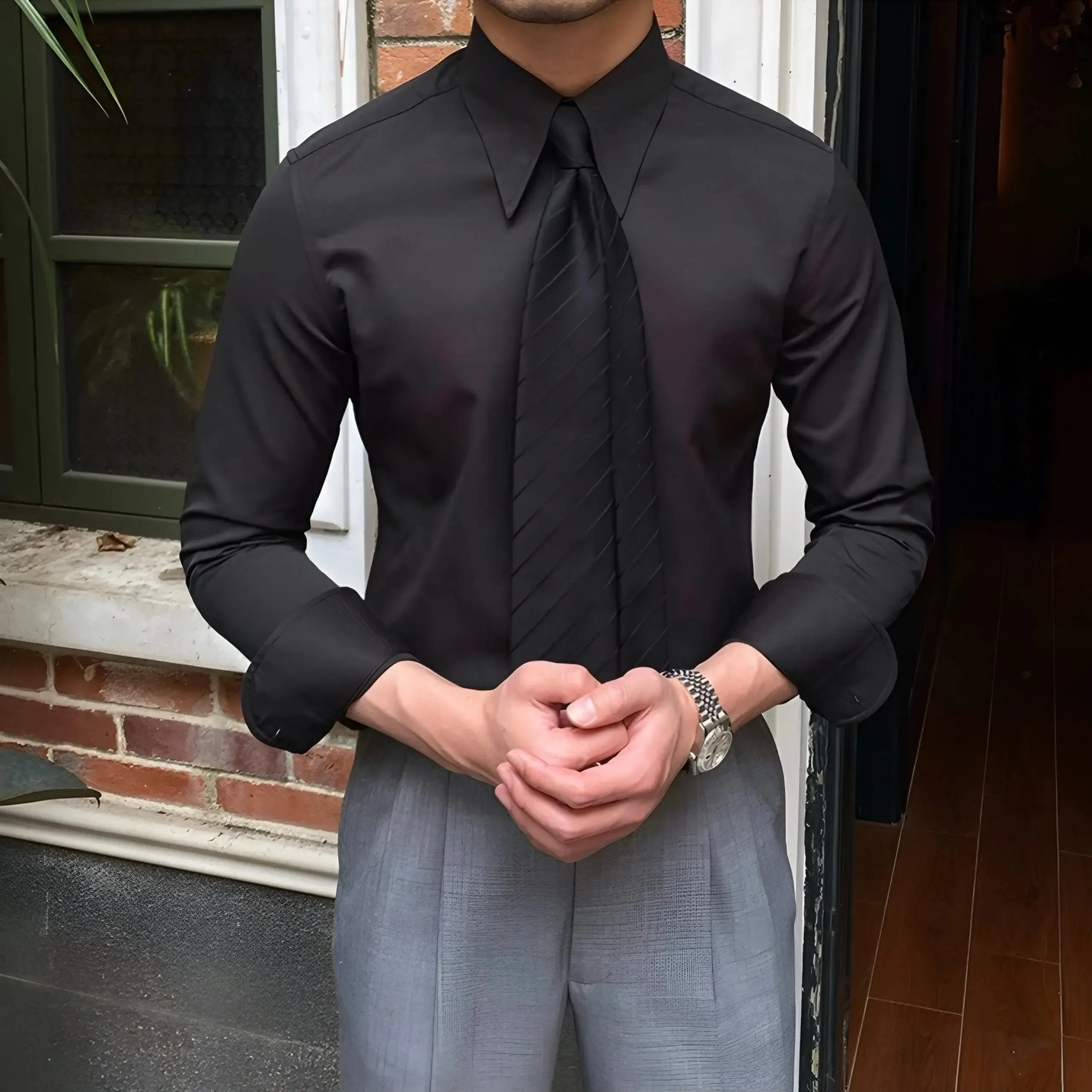 Elegant Spearpoint Collar Shirt - Cross & Crown