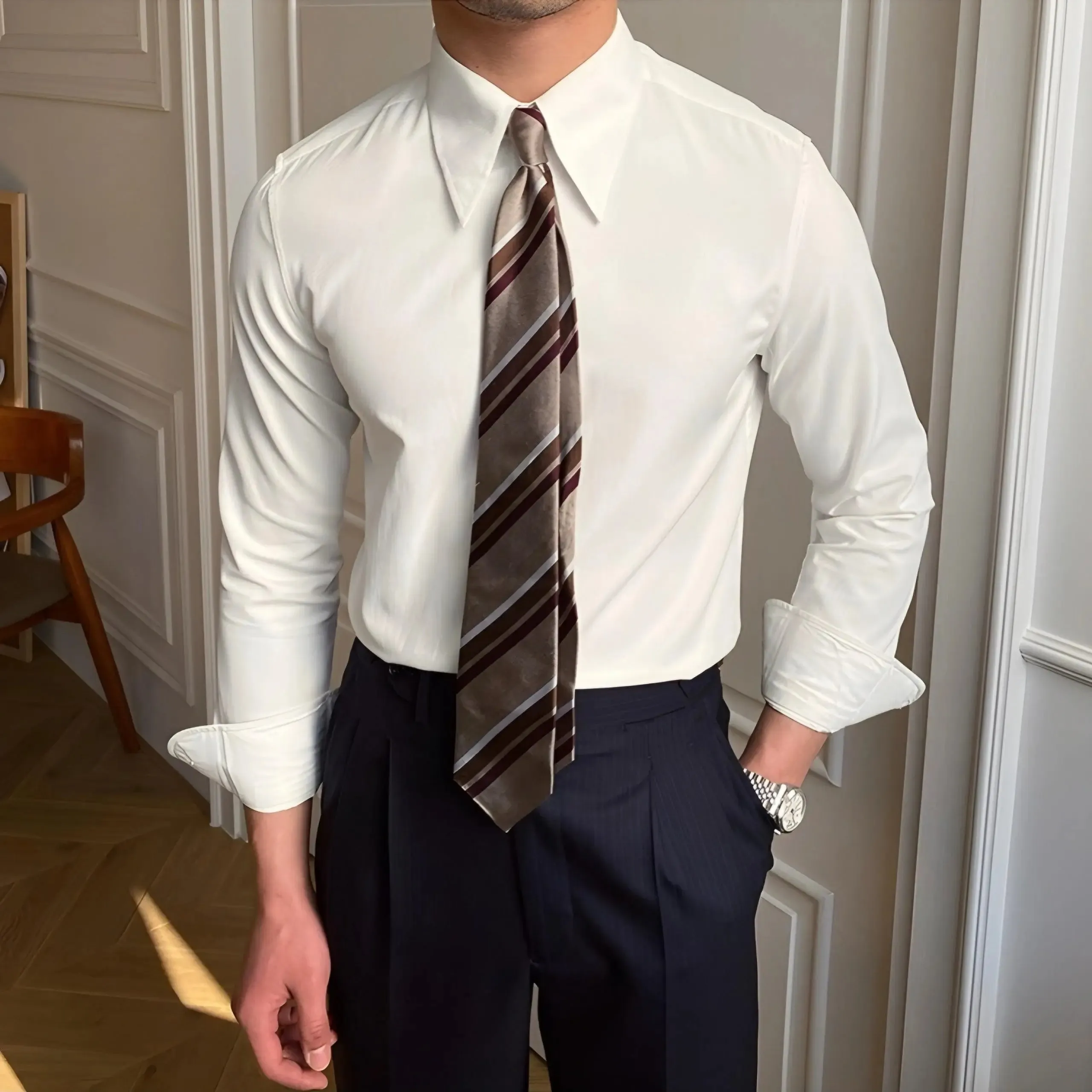 Elegant Spearpoint Collar Shirt - Cross & Crown