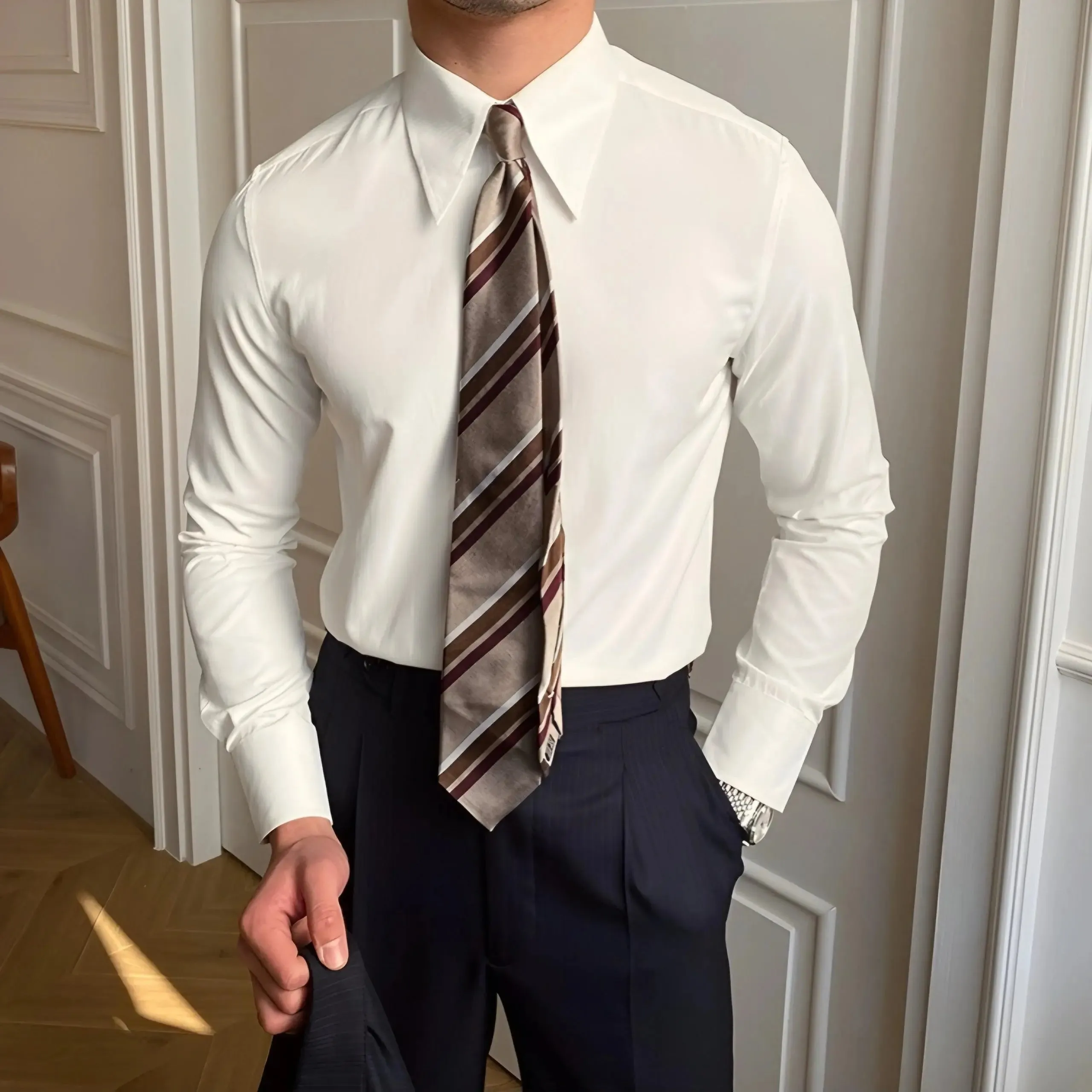 Elegant Spearpoint Collar Shirt - Cross & Crown