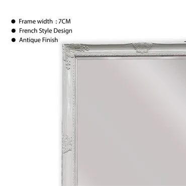 Elegant White Ornate Mirror 80x110cm, Wood Frame