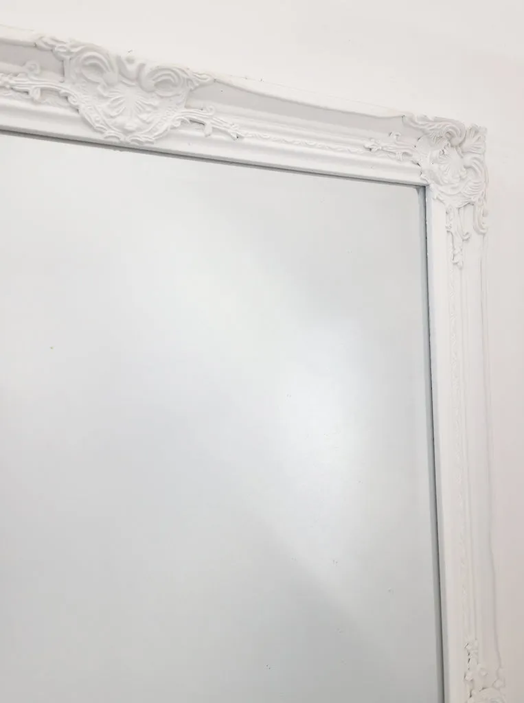 Elegant White Ornate Mirror 80x110cm, Wood Frame