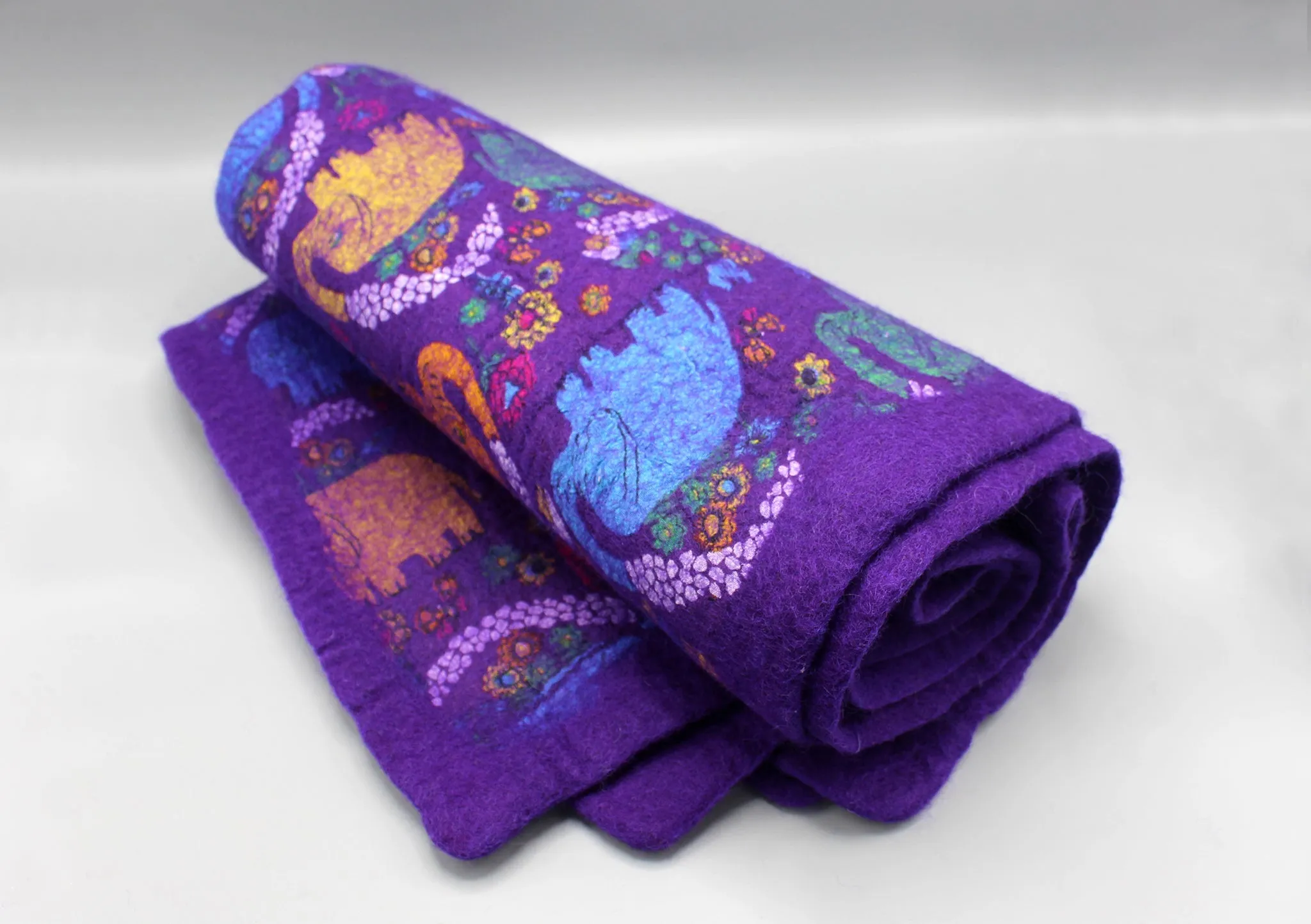 Elephant Print Colorful Felt Wool Indoor Mat