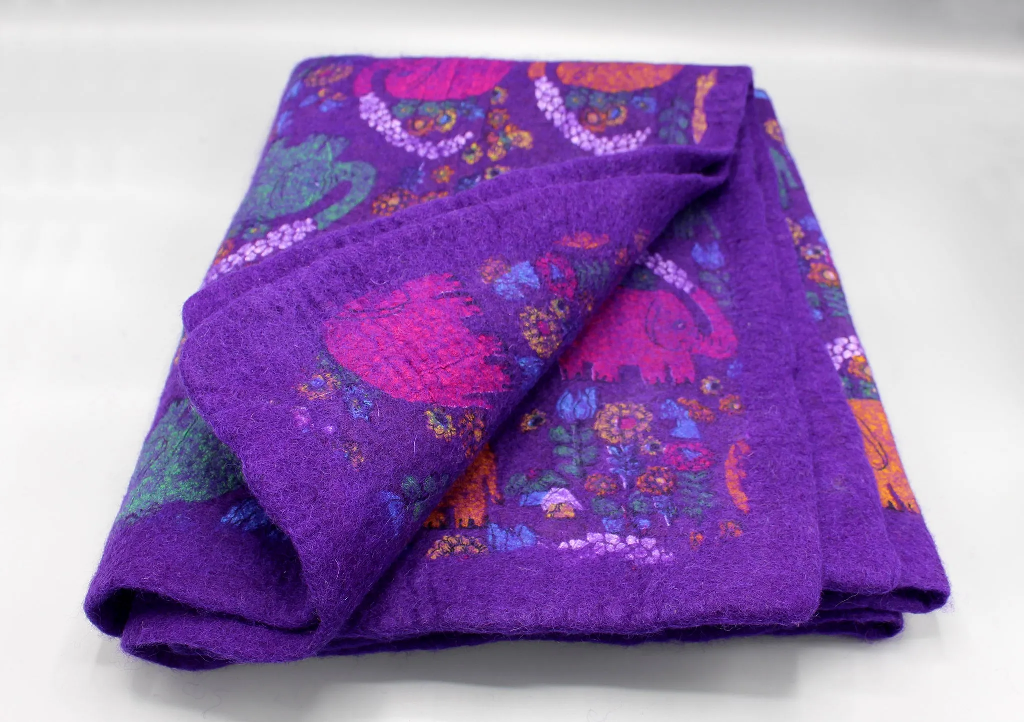 Elephant Print Colorful Felt Wool Indoor Mat