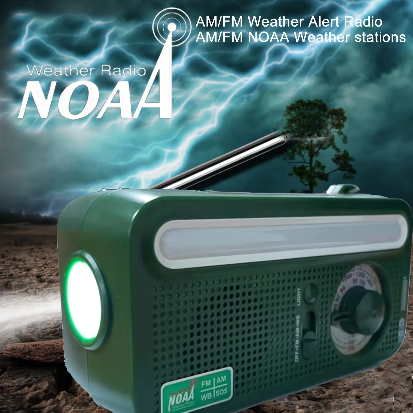Emergency Radio Hand Crank Solar; Portable Weather Radio With AM/FM