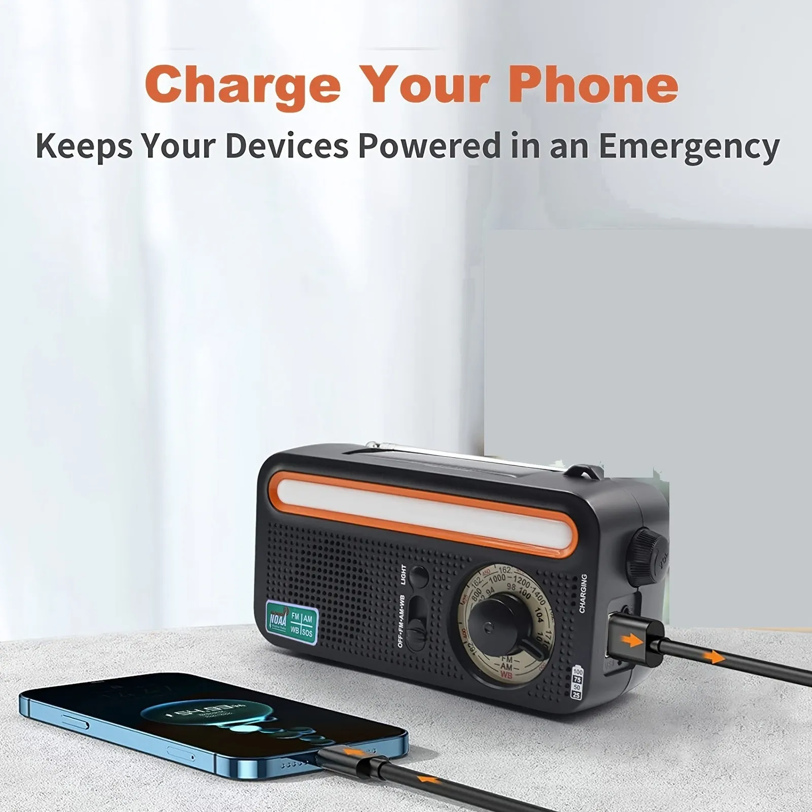 Emergency Radio Hand Crank Solar; Portable Weather Radio With AM/FM