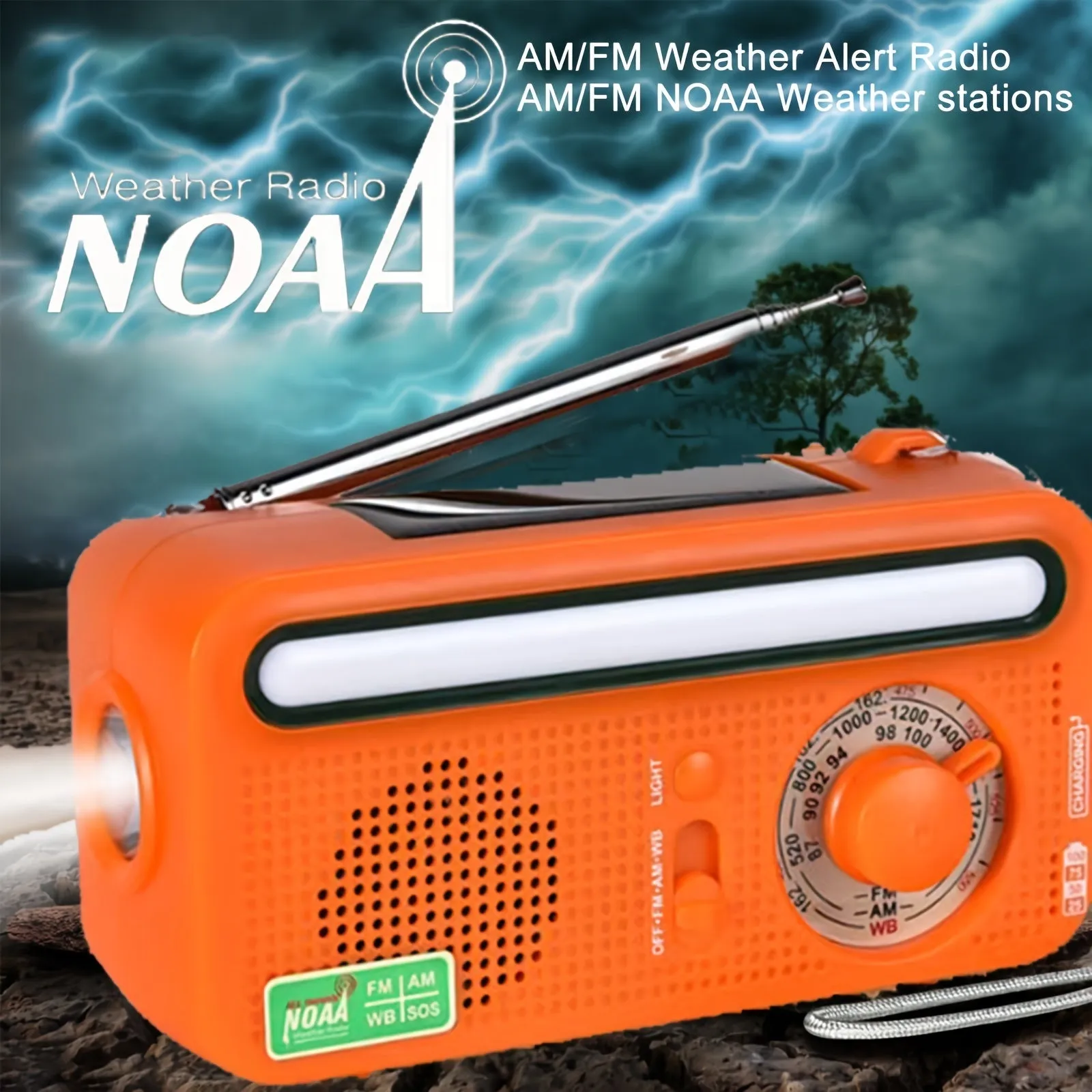Emergency Radio Hand Crank Solar; Portable Weather Radio With AM/FM