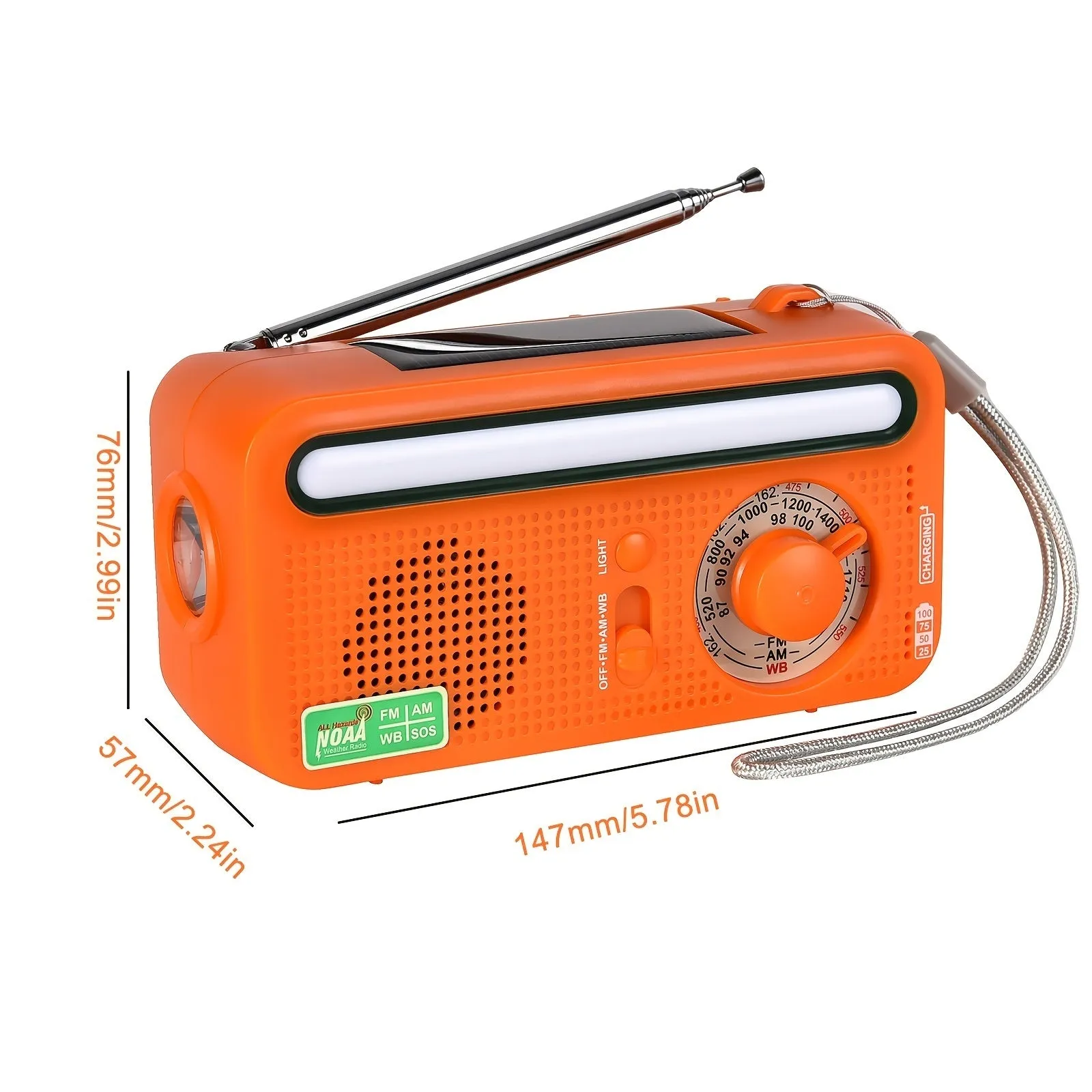 Emergency Radio Hand Crank Solar; Portable Weather Radio With AM/FM
