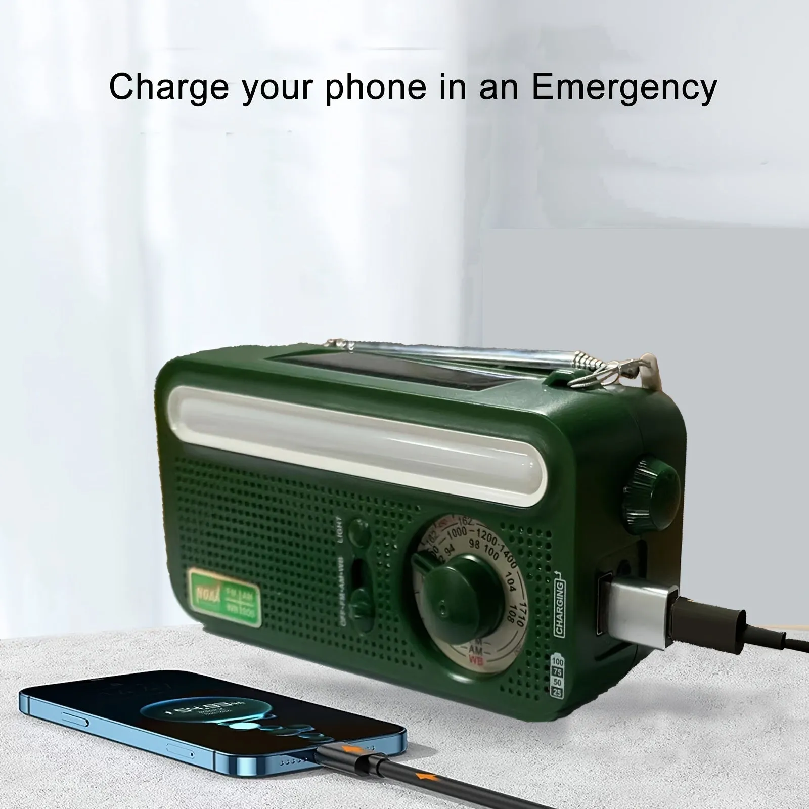 Emergency Radio Hand Crank Solar; Portable Weather Radio With AM/FM