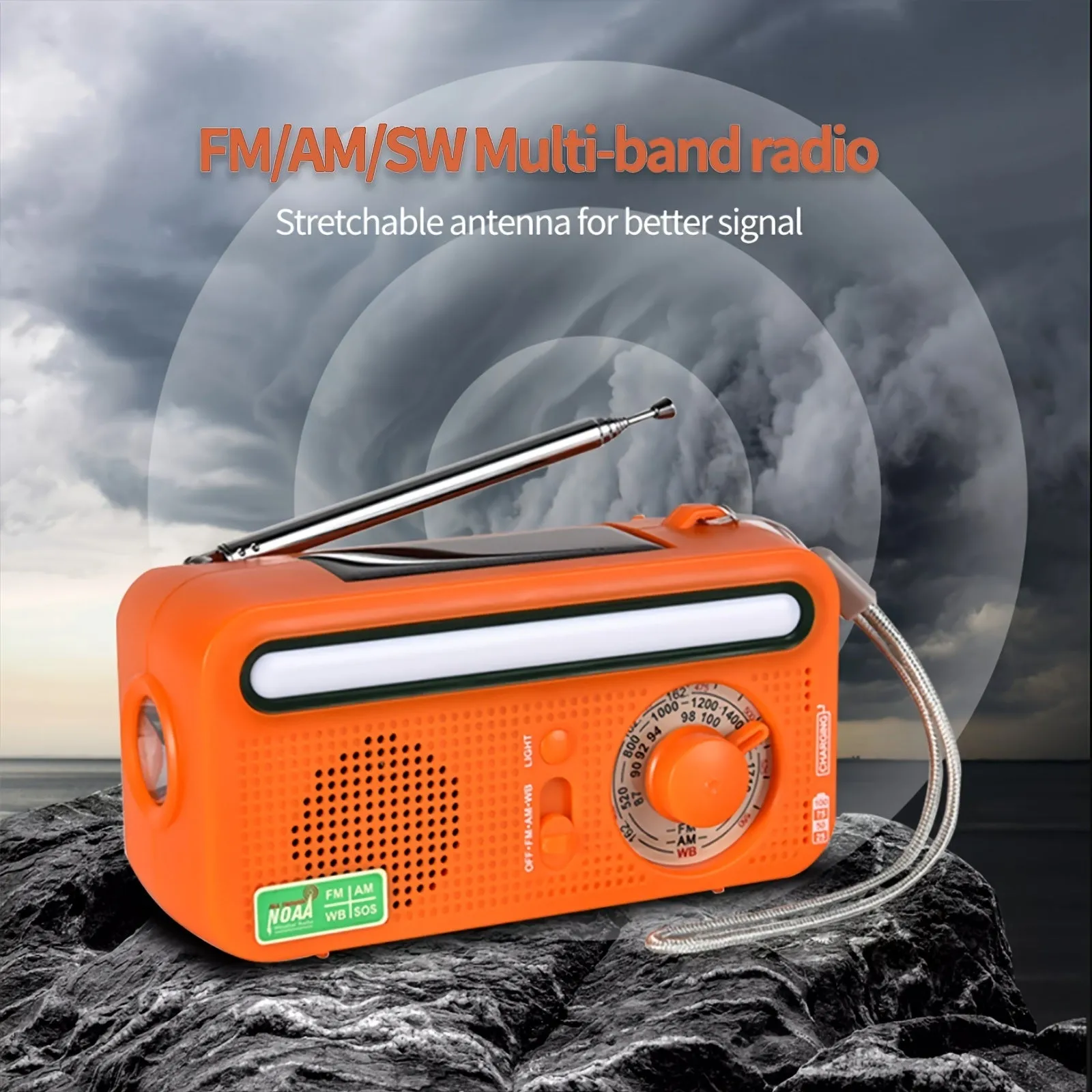 Emergency Radio Hand Crank Solar; Portable Weather Radio With AM/FM
