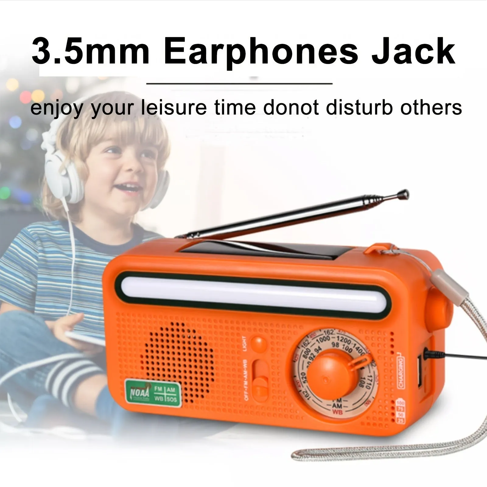 Emergency Radio Hand Crank Solar; Portable Weather Radio With AM/FM