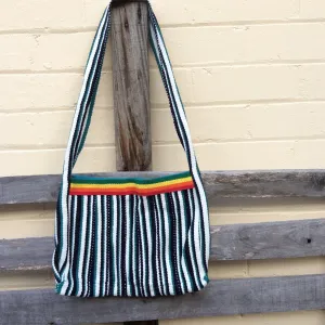 Fair Trade Long Shoulder Bag - Rainbow black and green
