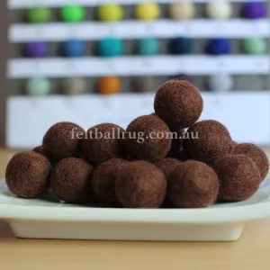Felt Ball Auburn Brown 1 CM,  2 CM, 2.5 CM, 3 CM, 4 CM Colour 26