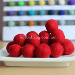 Felt Ball Bright Red 1CM,  2CM, 2.5CM, 3CM, 4CM Colour 3