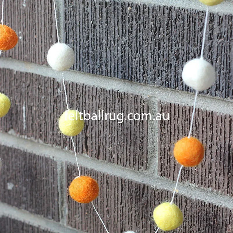 Felt Ball Garland Orange White And Yellow