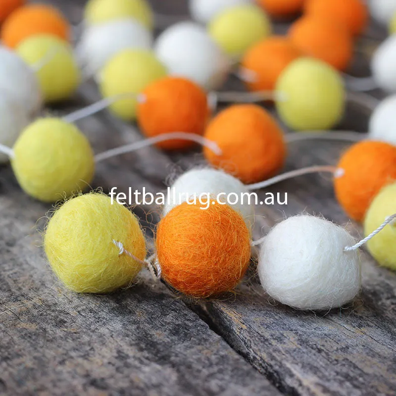 Felt Ball Garland Orange White And Yellow