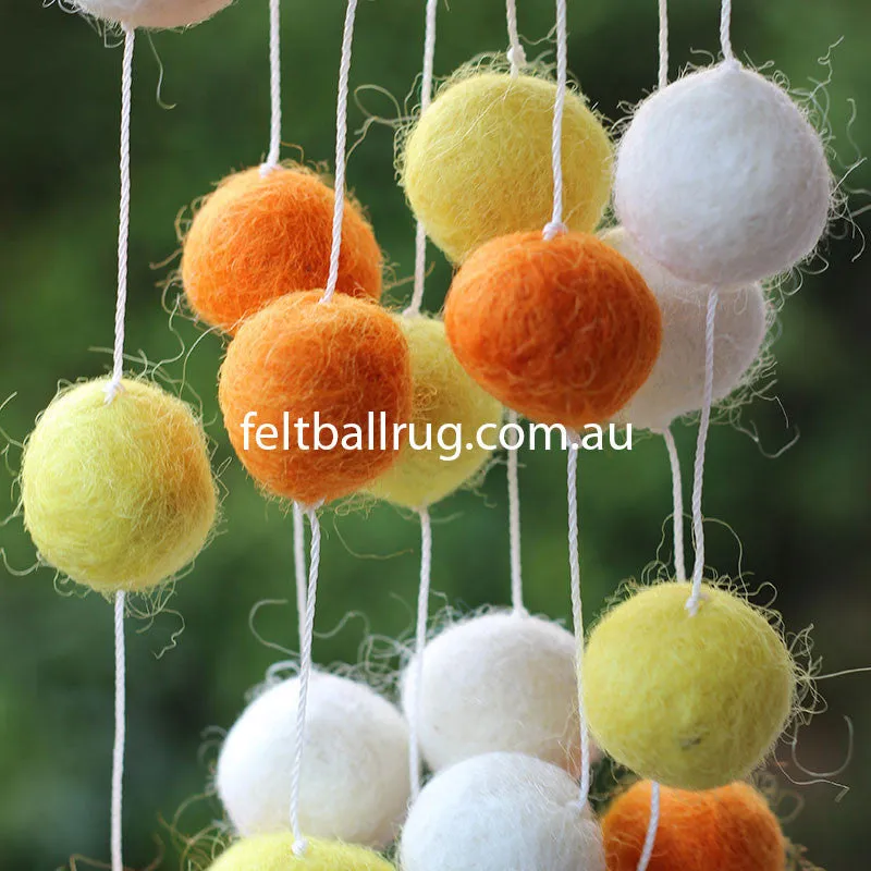Felt Ball Garland Orange White And Yellow