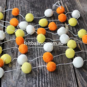 Felt Ball Garland Orange White And Yellow