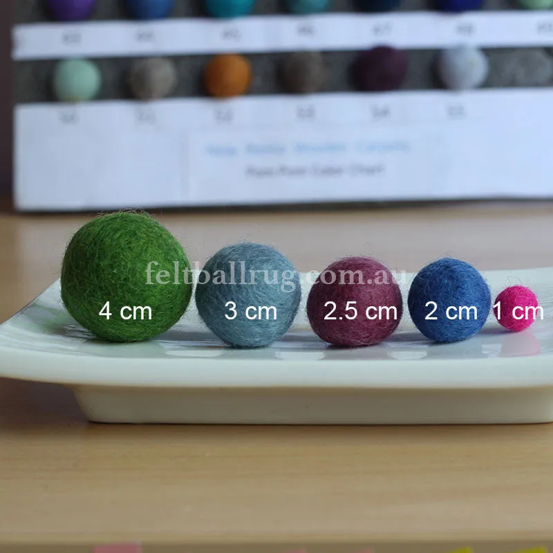 Felt Ball Sunshine Yellow 1 CM,  2 CM, 2.5 CM, 3 CM, 4 CM Colour 39