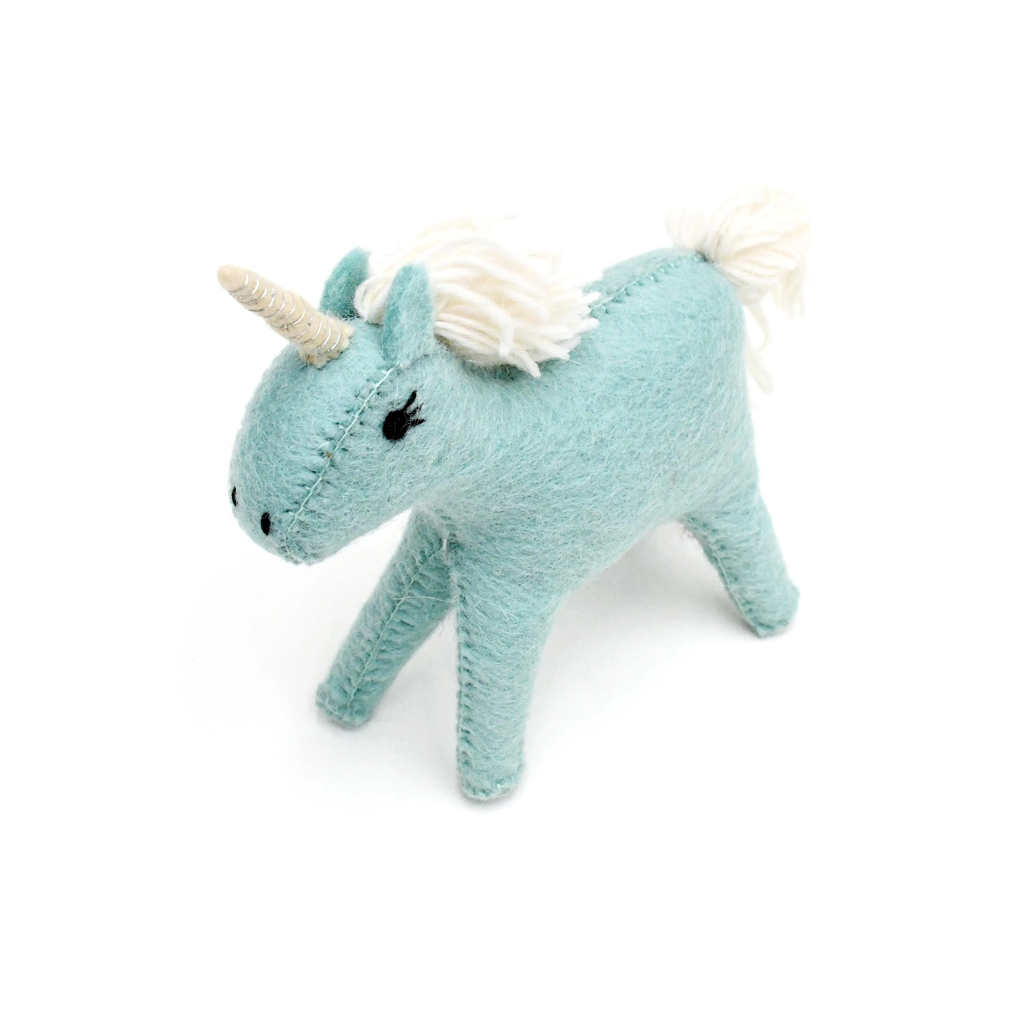 Felt Blue Unicorn Toy