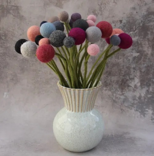 Felt Flowers - Blossom Medium (3.5cm) - Green (Grey-Green)