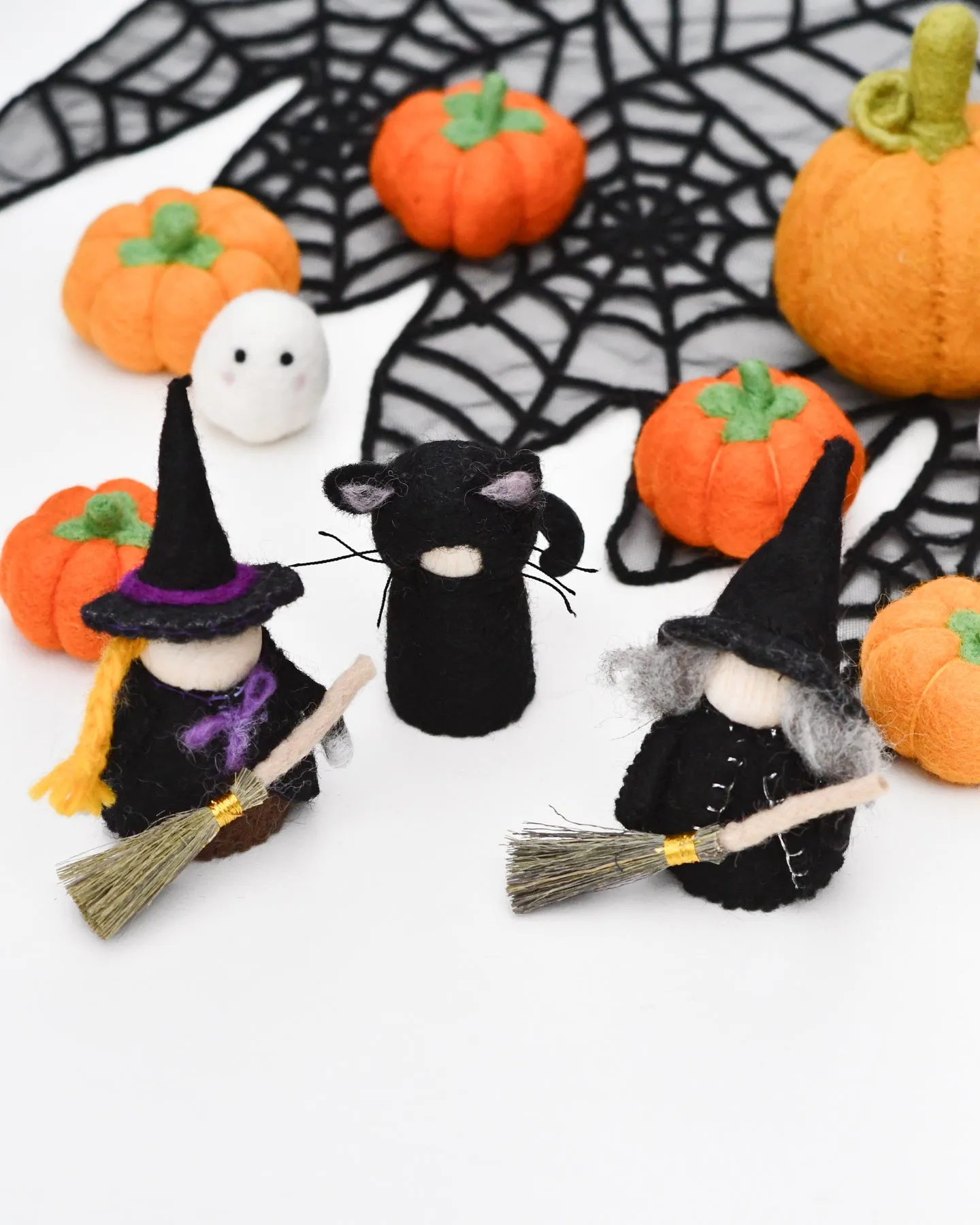 Felt Grand High Witch with Broom Peg Doll